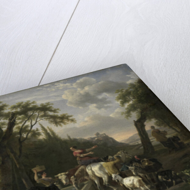 Italian Landscape with Shepherds and Animals at a Fountain by Jean Louis Demarne