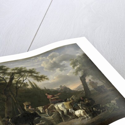 Italian Landscape with Shepherds and Animals at a Fountain by Jean Louis Demarne