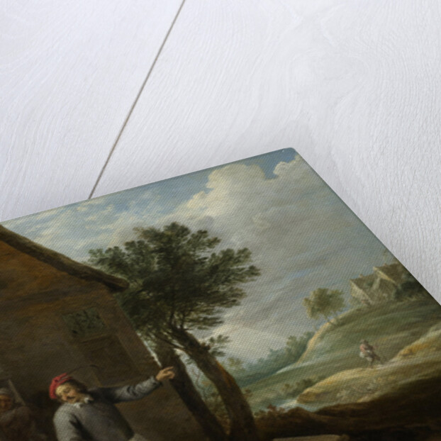 A peasant with his wife and child in front of the farmhouse by David Teniers