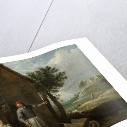 A peasant with his wife and child in front of the farmhouse by David Teniers