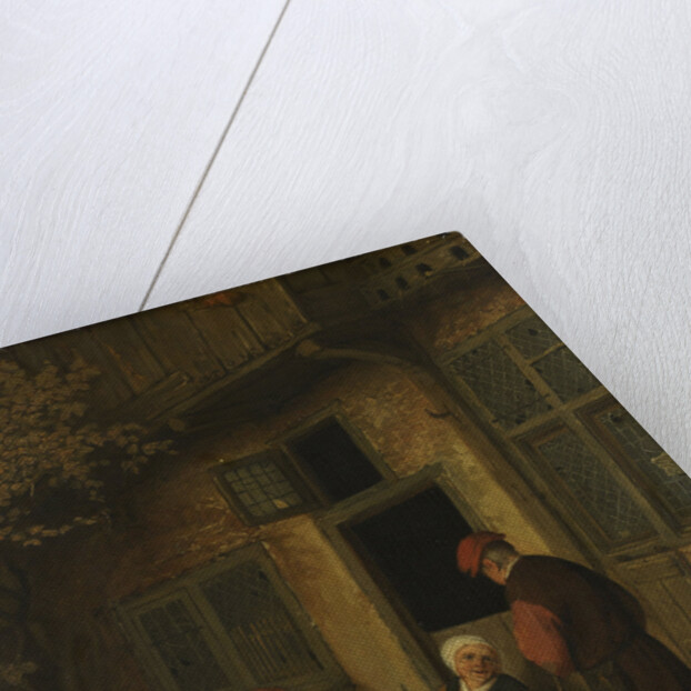 A woman gutting herring in front of her house by Adriaen van Ostade