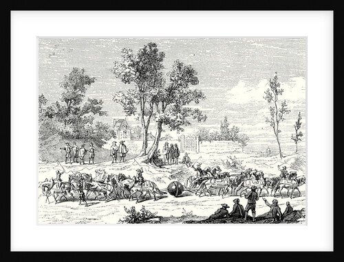 Otto Von Guericke Conducts the Experiment of the Magdeburg Hemispheres with 24 Horses by Anonymous