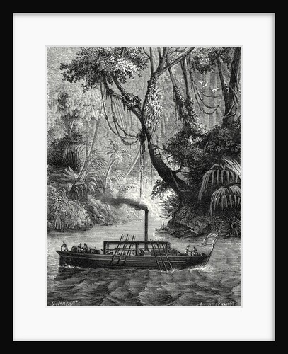 The First American Steamboat. John Fitch Conducts an Experiment in 1789 Near Philadelpia on the Delaware by Anonymous