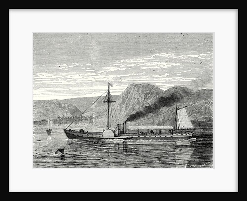 The 'Clermont' Robert Fulton's First Steamboat Sailing on the Hudson River in New York at Albany by Anonymous