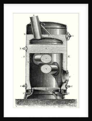 Cross Section of the Hearth and the Crossed Boiler Reboiler of M. Hermann-Lachapelle's Industrial Traction Engine by Anonymous