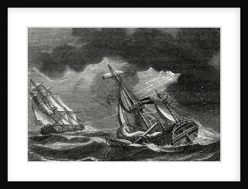 The Ship of Captain Cook is Spared Thanks to His Lightning Rod While a Dutch Ship is Almost Struck by Lightning by Anonymous