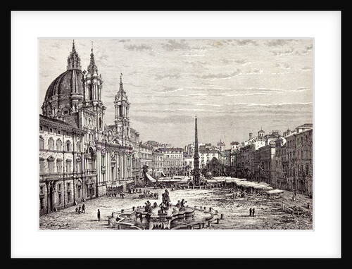 Rome Italy 1875 Piazza Navona and Church of St. Agnes by Anonymous