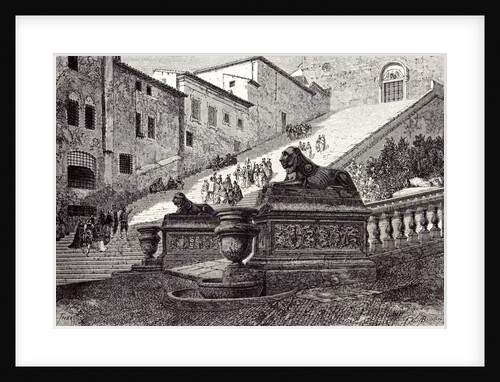 Rome Italy 1875 The Scala Cceli the Great Steps of Santa Maria of the Capitol by Anonymous