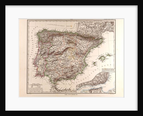 Spain and Portugal Map 1875 by Anonymous