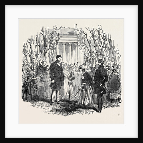 Queen Victoria Planting an Oak at Stowe. by Anonymous