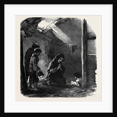 Sketch in a House at Fahey's Quay, Ennis, the Widow Connor and Her Dying Child by Anonymous