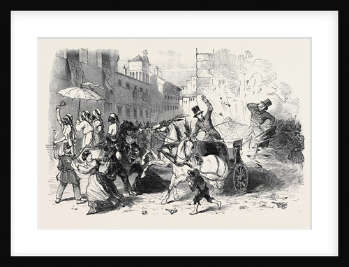 The Carnival at Rome, Explosion of a Hand Grenade in the Carriage of the Prince of Musignano by Anonymous
