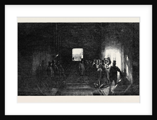 The Britannia Tubular Bridge: Interior of the Tube, Mr. Stephenson Driving the Last Rivet by Anonymous