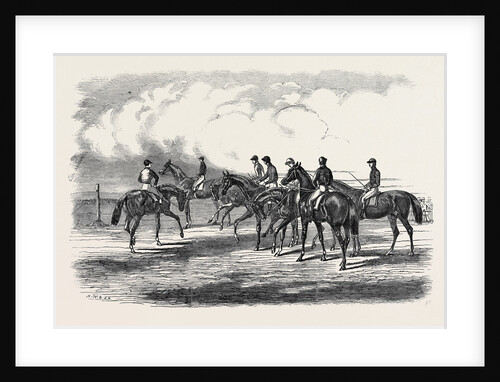 Epsom Spring Meeting, Sketch on the Downs, Preparing to Start for the Great Metropolitan Stakes, April 13, 1850 by Anonymous