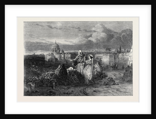 Exhibition of the Society of Painters in Water Colour, No. 59 a Group of Pilgrims in Sight of St. Peter's, Rome. by Anonymous