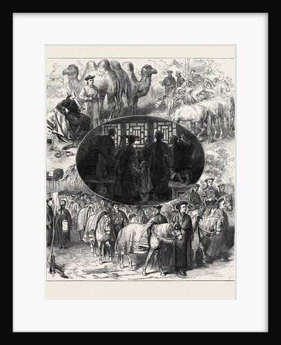 The Chinese Imperial Marriage at Pekin: Horses and Camels Presented to the Emperor. How the Chinese Saw the Bridal Procession. Led Horses in the Bridal Procession. 1873 by Anonymous