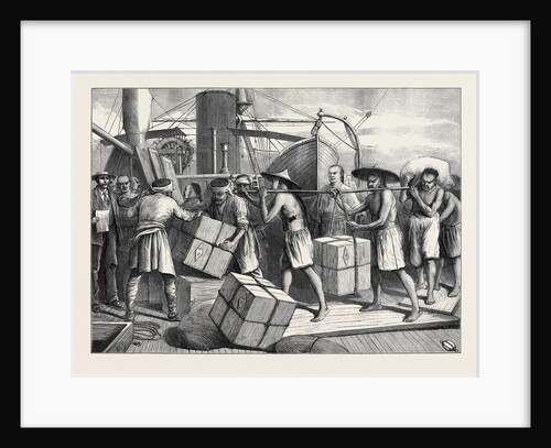 China: The Steamer Travancore Taking in Cargo at Singapore 1873 by Anonymous