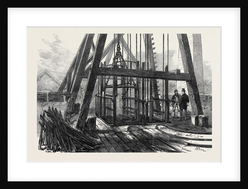 The Staffordshire Colliery: Top of the Shaft and Cage for Descending 1873 by Anonymous