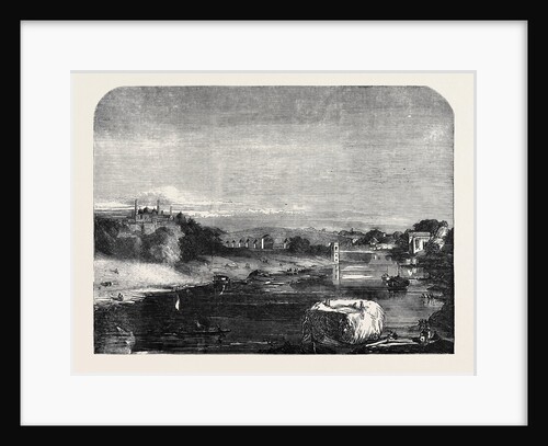 The Mutiny in India: Lucknow: View on the Goomtee from the New Iron Bridge the Old Bridge in the Distance by Anonymous