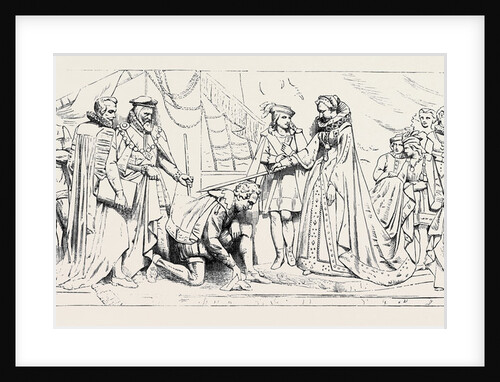 Bas-Relief in the Prince's Chamber House of Lords Queen Elizabeth Knighting Sir Francis Drake by Anonymous