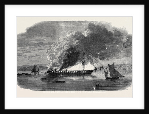 Burning of the Eastern Monarch at Spithead from a Sketch Taken at Haslar Hospital by Anonymous