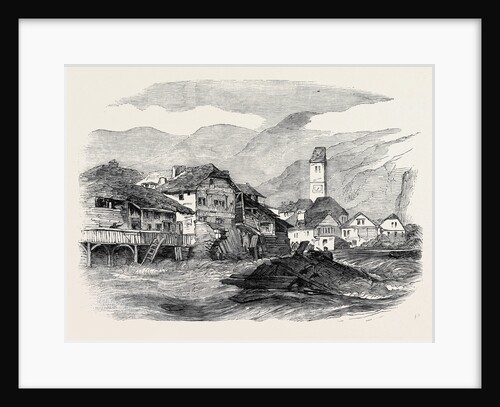 Inundation of the River Aar, at Unterseen, Switzerland, on August 1, Remains of Houses above the Bridge by Anonymous