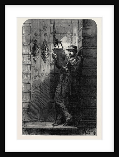 The Revolution in Spain: Sentinel Reading the News at Midnight 1869 by Anonymous