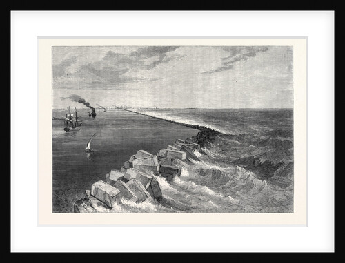 The Isthmus of Suez Maritime Canal: Breakwater at Port Said and Mediterranean Entrance to the Canal 1869 by Anonymous