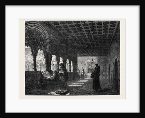 Monks Illuminating in a Convent at Valladolid Spain, in the General Exhibition of Water Colour Drawings 1869 by Anonymous
