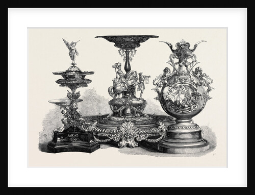 The Ascot Races Prize Plate: The Royal Hunt Cup Left the Ascot Cup Centre the Queen's Gold Cup Right 1869 by Anonymous