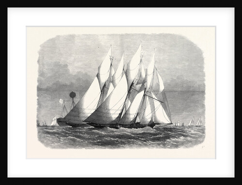 The Royal Thames Yacht Club Schooner Match the Cambria and Witchcraft Rounding the Mouse Light 1869 by Anonymous