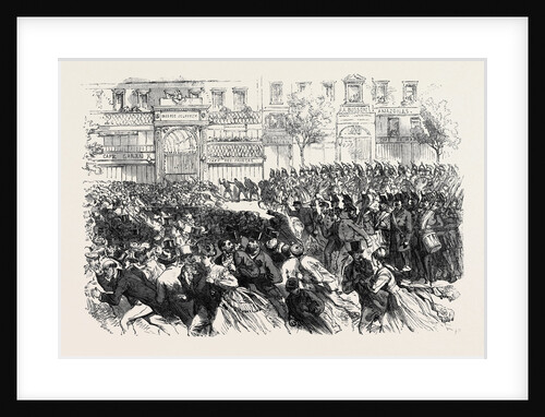 The Disturbances in Paris: Cavalry Clearing the Boulevards on the Night of June 10 1869 France by Anonymous