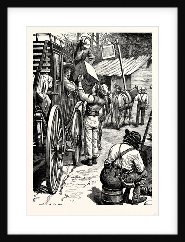 Charles Dickens American Notes 1842 As the Coach Stops a Gentleman in a Straw Hat Looks Out of the Window by Anonymous