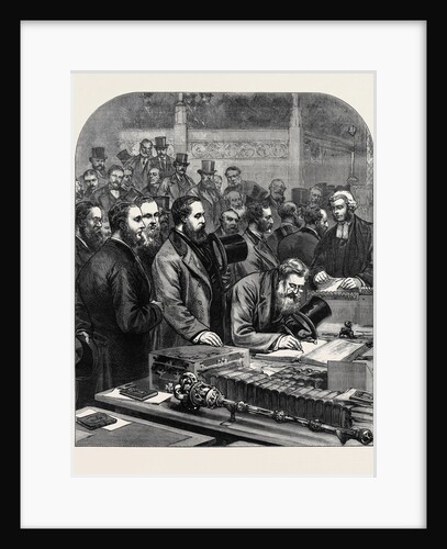 The New House of Commons: Members Signing the Roll of Parliament 1880 by Anonymous
