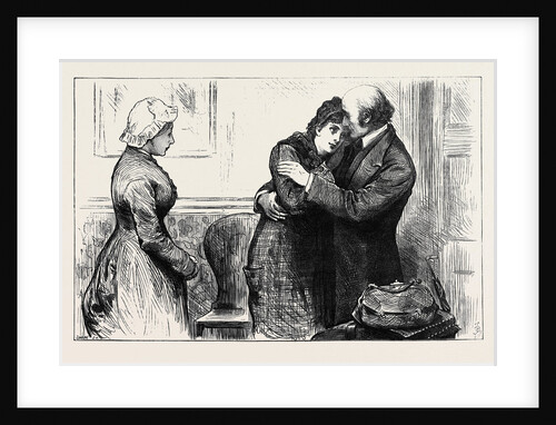 Then She Packed Up Such Few Things As She Wanted and Kissed Her Father with Her Prim Little Black Silk Bonnet on Ready to Start. 1880 by Anonymous