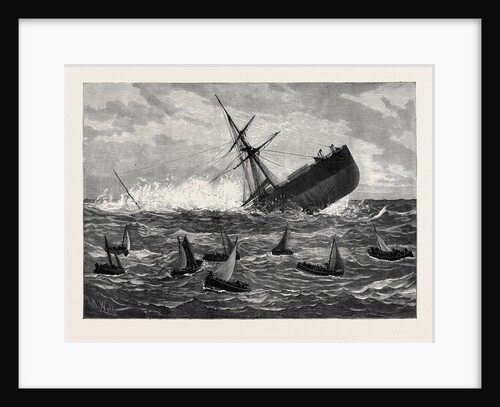 Foundering of the Union Company's Mail Steamship American: The Boats Leaving the Ship 1880 by Anonymous