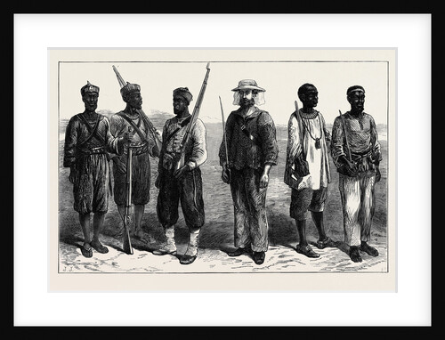 The Ashantee War: Sentries of the Different Lines of Troops in Camp at Prah-Su 1874 by Anonymous