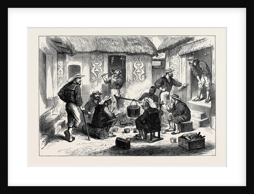 The Ashantee War: Naval Brigade Men Breakfasting in the Courtyard of an Ashantee House 1874 by Anonymous