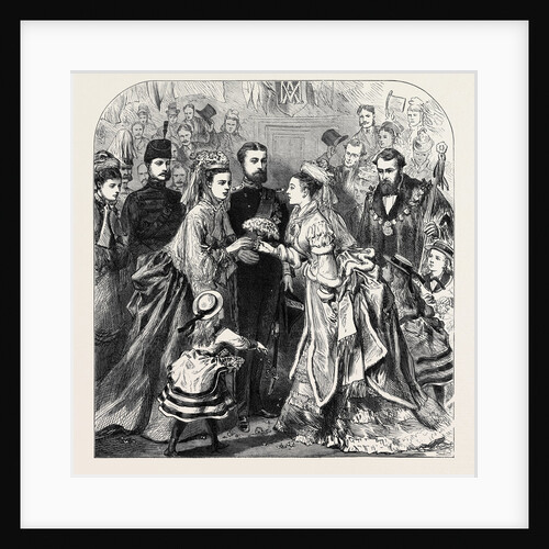 Arrival of the Duke and Duchess of Edinburgh at Gravesend: Miss Lake Presenting a Bouquet to the Bride 1874 by Anonymous