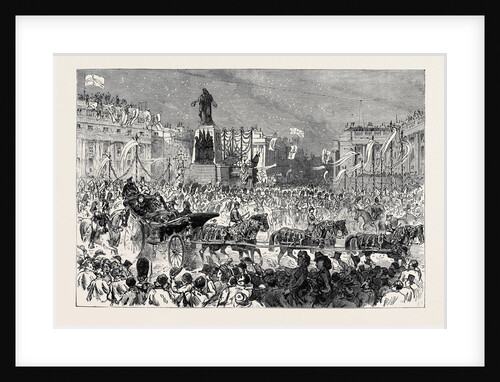 The Royal Entry Into London: The Procession Passing the Guards' Memorial Waterloo Place 1874 by Anonymous