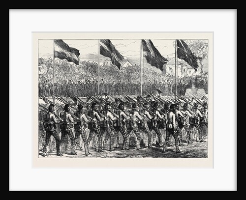 Return of the Troops from Ashantee: The Black Watch (42nd Highlanders) Marching to Governor's Green Portsmouth 1874 by Anonymous