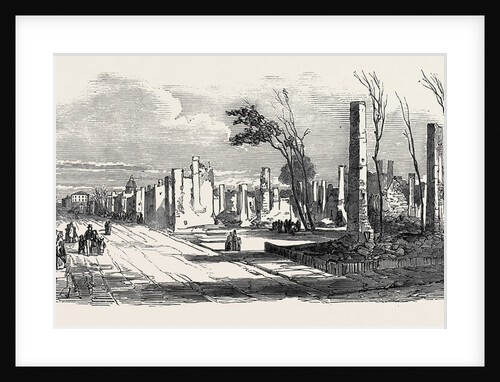 Ruins of the Great Fire at Montreal, St. Denis Street, Near the Bishop's Church, 1852 by Anonymous