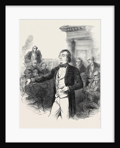 The Bucks Election, Mr. Disraeli Addressing the Electors in the County Hall, Aylesbury, 1852 by Anonymous