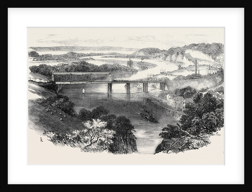 South Wales Railway, the Chepstow Tubular Suspension Bridge, and Junction of the Wye and Severn Rivers by Anonymous