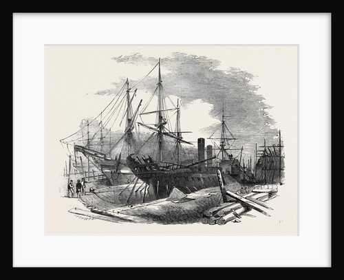 The Indus Steamship Partly Destroyed by Fire, in Messrs. Wigram's Dry Dock, Blackwall, 1852 by Anonymous