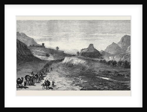 The Afghan War: The Ishpola Tope with Line of March in the Dry Bed of the Khyber River 1879 by Anonymous
