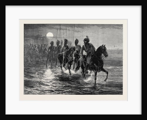 The Afghan War: A Raid against the Momunds. The 11th Bengal Lancers Crossing the Kunar River 1879 by Anonymous