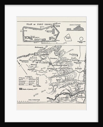 Map of Lord Chelmsford's Route to the Relief of Ekowe and Plan of the Fort 1879 by Anonymous