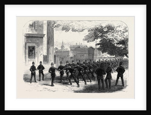 Metropolitan Police Learning the Cutlass Exercise at the Wellington Barracks UK 1867 by Anonymous