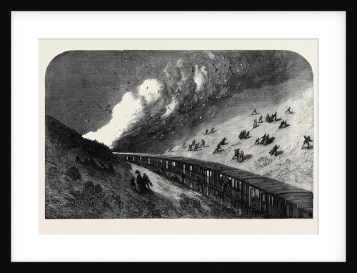 Goods Train on Fire Run Into by an Express Mail Train on the Caledonian Railway UK 1867 by Anonymous